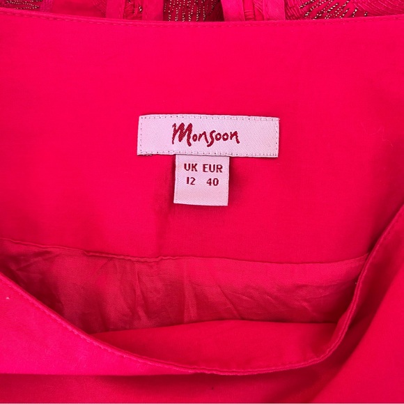 Monsoon Bright Pink with Metallic Detail Cotton Aline Gored Skirt UK12(8) - Picture 4 of 6